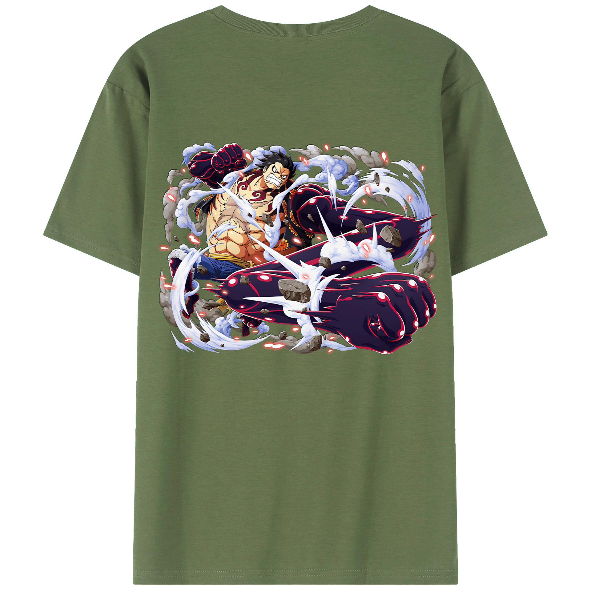 ワンピース モンキー・D・ルフィ ONE PIECE Monkey D. Luffy 綿100％ メンズ半袖Tシャツ（バックプリント） 通気性